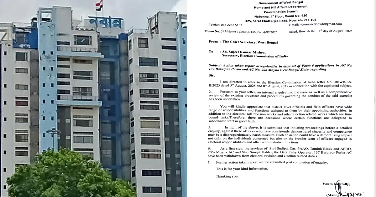 राज्य सरकार ने दो अधिकारियों को चुनाव ड्यूटी से हटाया, जांच से पहले निलंबित नहीं
